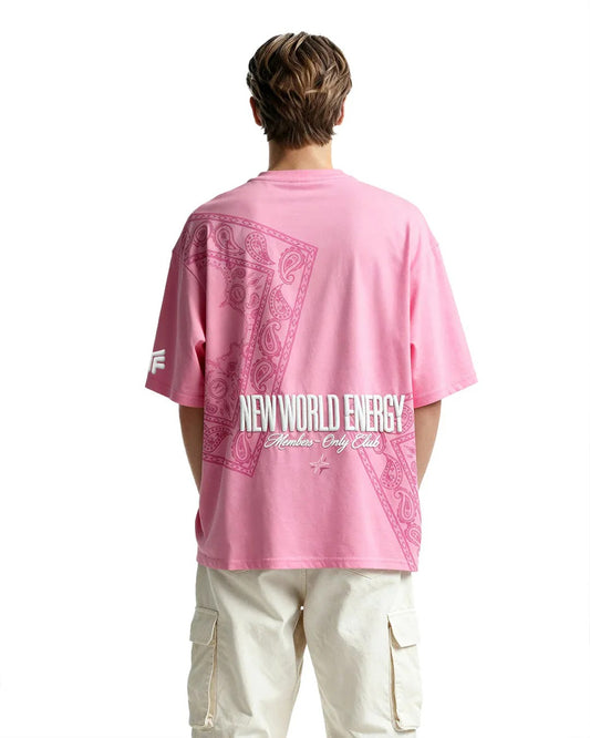 Premium Oversized Pink Graphic T-Shirt for Men | Cotton Drop Shoulder Streetwear Tee
