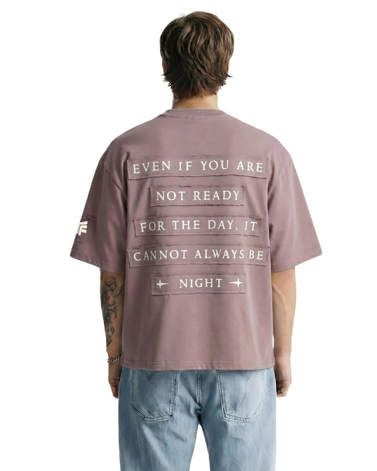 Premium Oversized Mauve Graphic T-Shirt for Men | Cotton Drop Shoulder Streetwear Tee