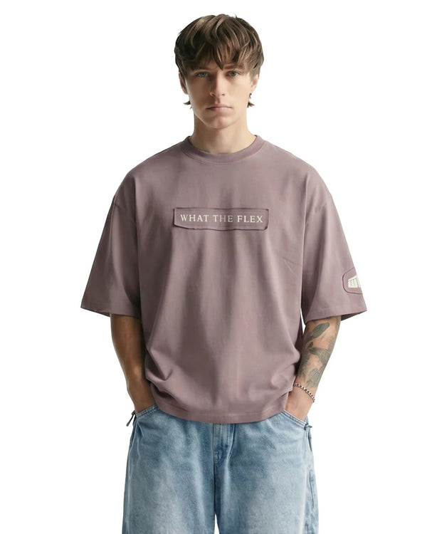 Premium Oversized Mauve Graphic T-Shirt for Men | Cotton Drop Shoulder Streetwear Tee